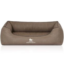 Knuffelwuff Orthopädisches Hundebett Columbia Aus Laser-gestepptem Kunstleder Stone Clay M-L