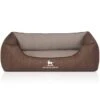 Knuffelwuff Orthopädisches Hundebett Outlander Aus Laser-gestepptem Kunstleder Braun/ Grau M-L
