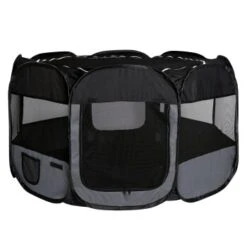 Lionto Welpenauslauf Aus Oxfordgewebe Grau/ Schwarz